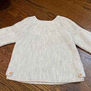 Zara Cream Knit Button-Hem Sweater